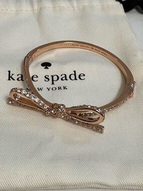 Rose Gold Bow Crystal Bangle Bracelet with rhinestones and dust bag